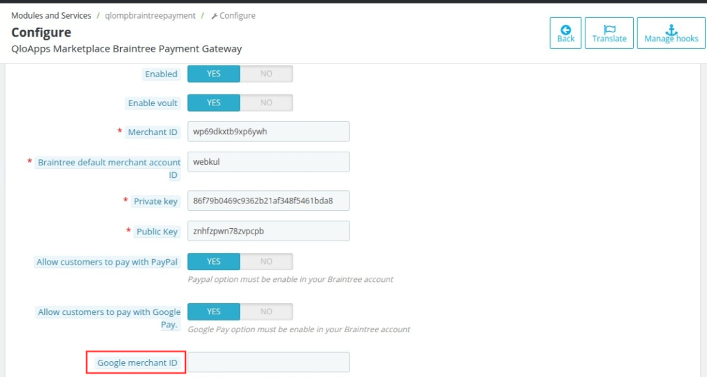 Marketplace Braintree Payment Gateway
