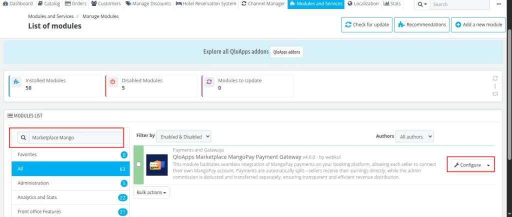 QloApps Marketplace Mango Payment Gateway configure