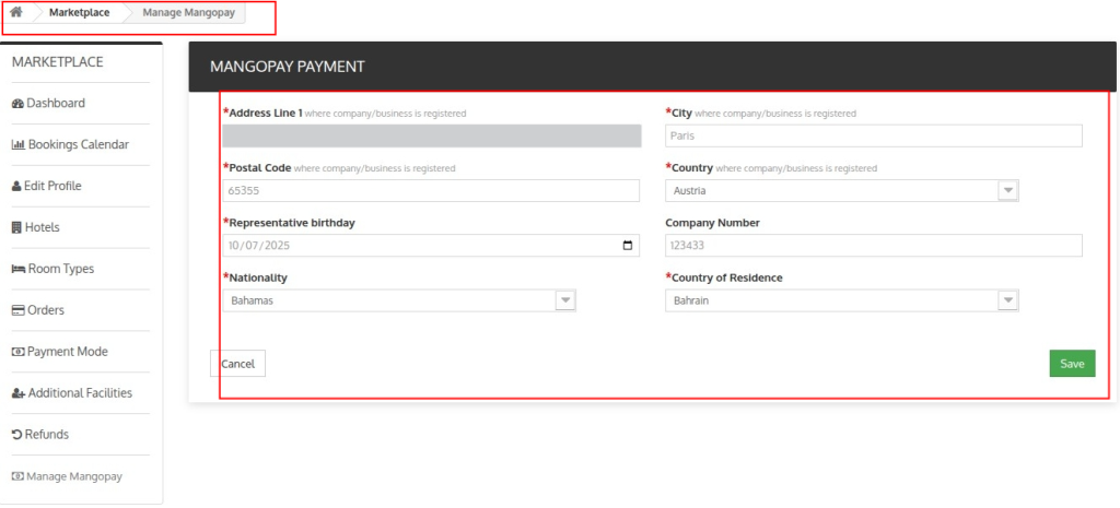 Seller Marketplace MangoPay Manage