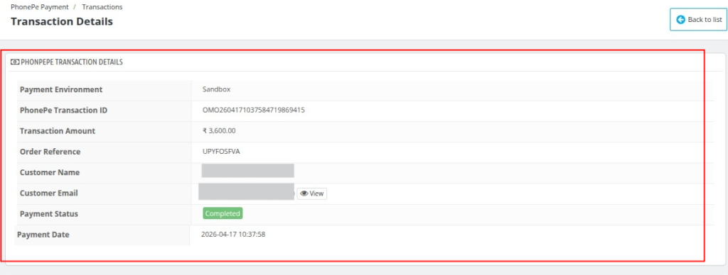 QloApps PhonePe trascation details