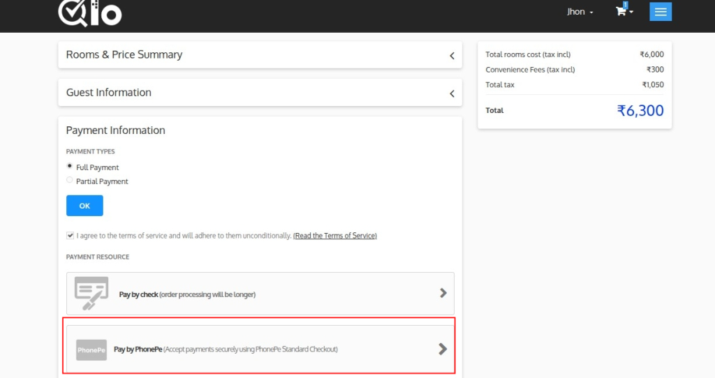 QloApps Phonepe frontend
