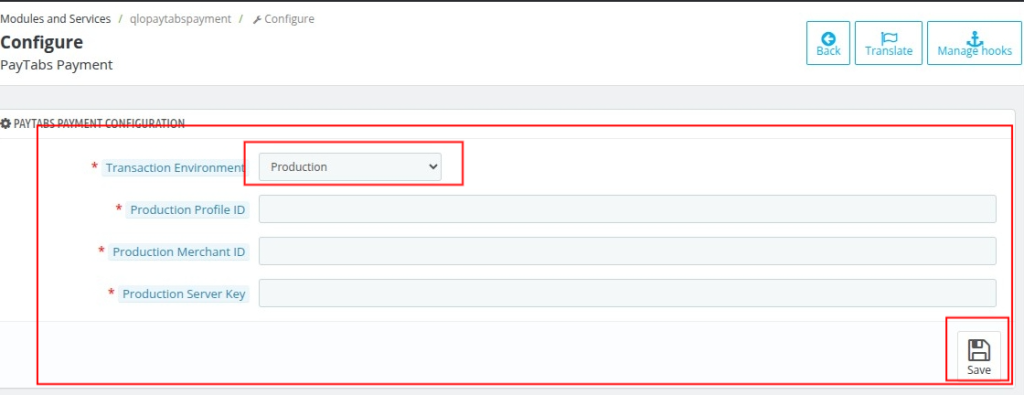 QloApps PayTabs configure setting
