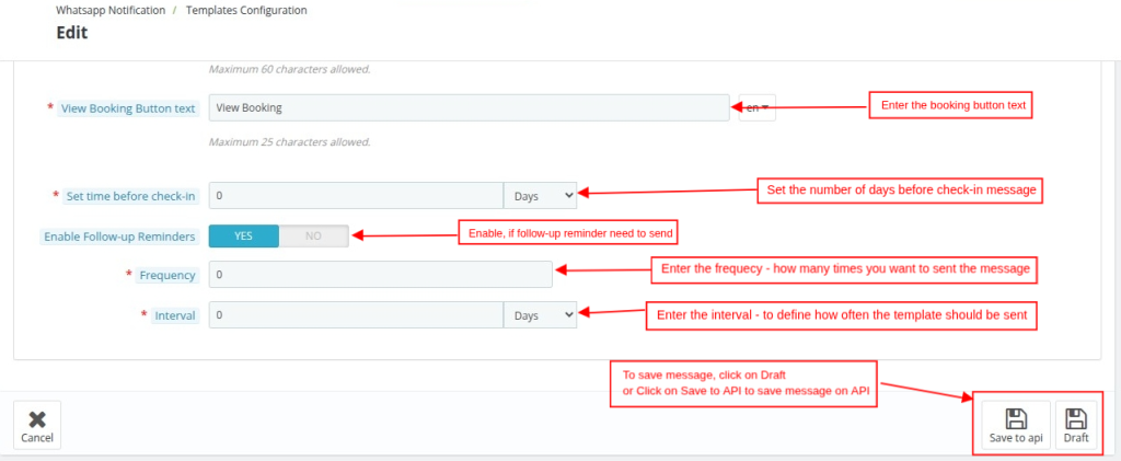 Check In Reminder Configuration