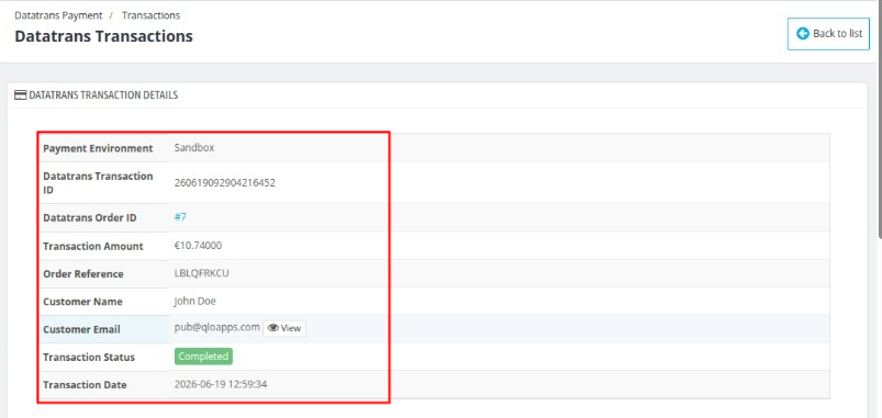 Transaction Details 