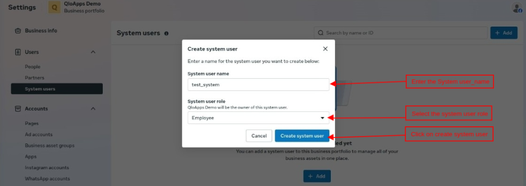 Create System User