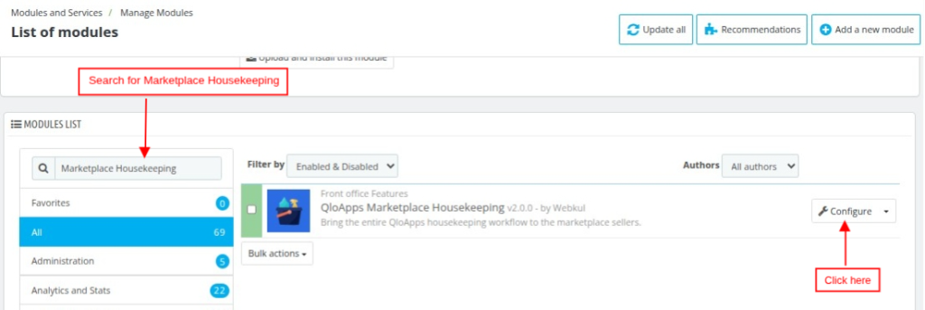 Marketplace Housekeeping