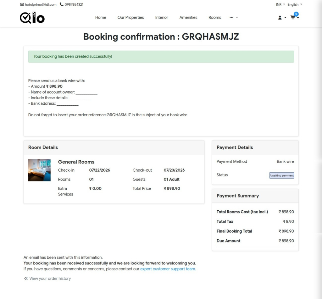 Booking Confirmation
