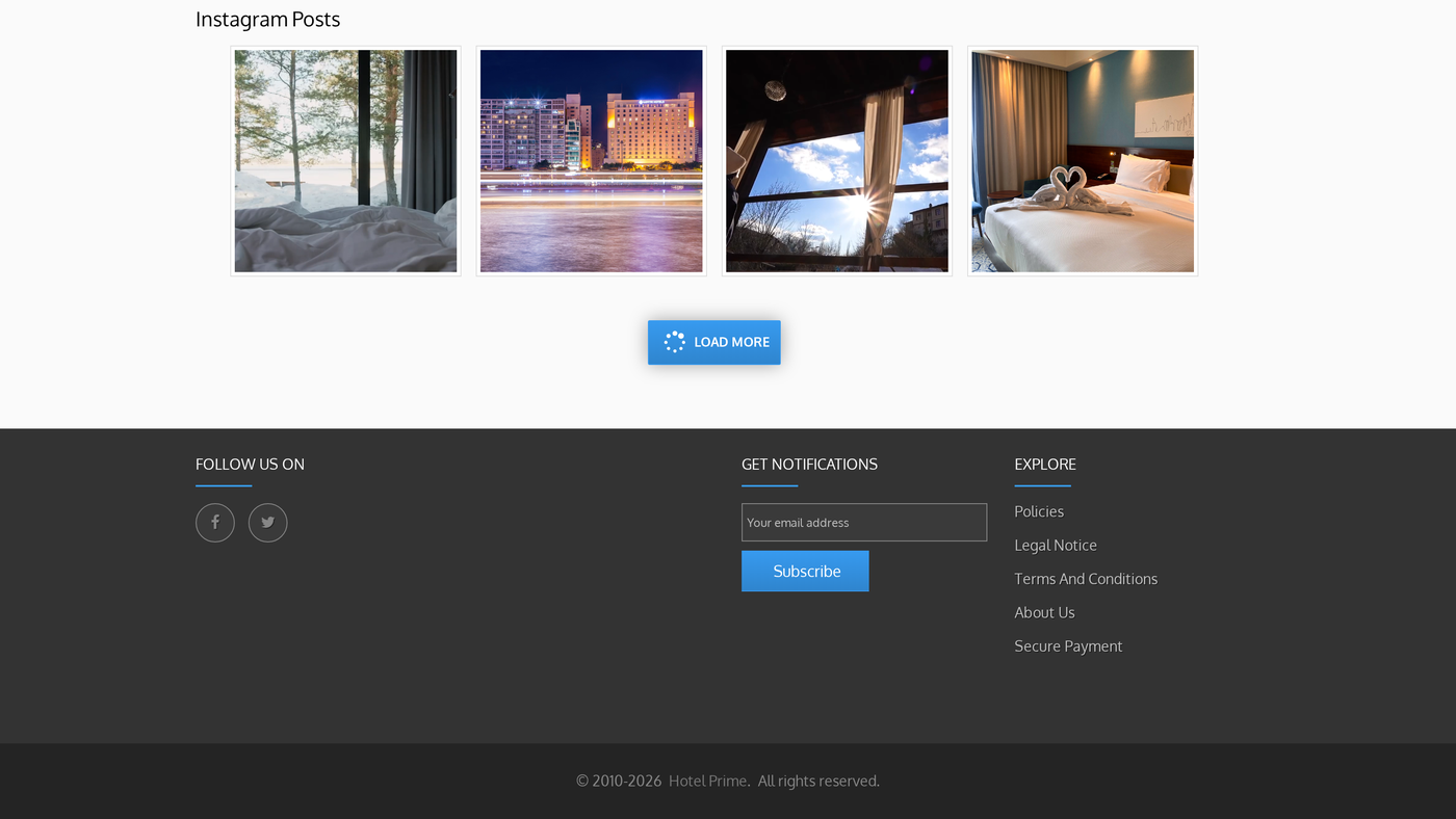 Instagram posts gallery displayed in the footer of a room type details page