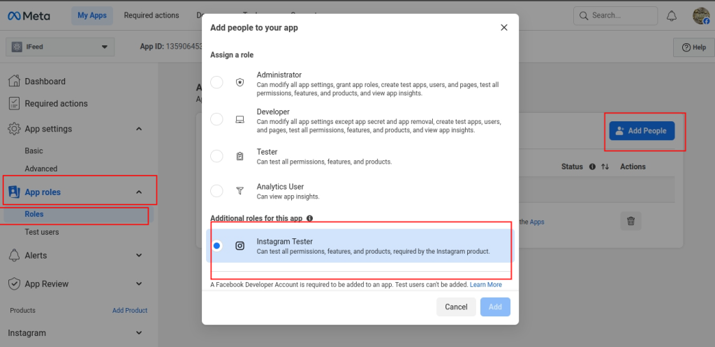 Entering hotel booking website URL in Meta Developer settings