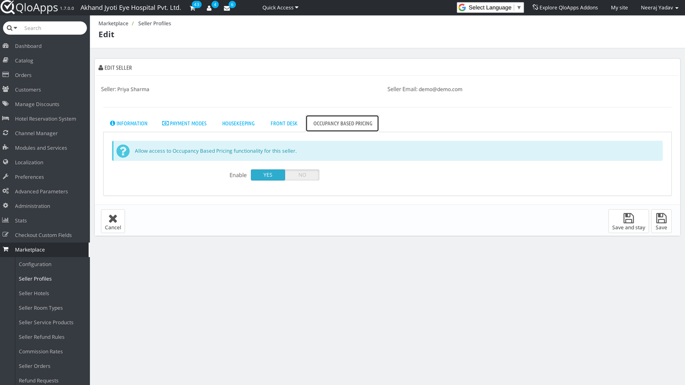 Enabling Occupancy Based Pricing for one seller