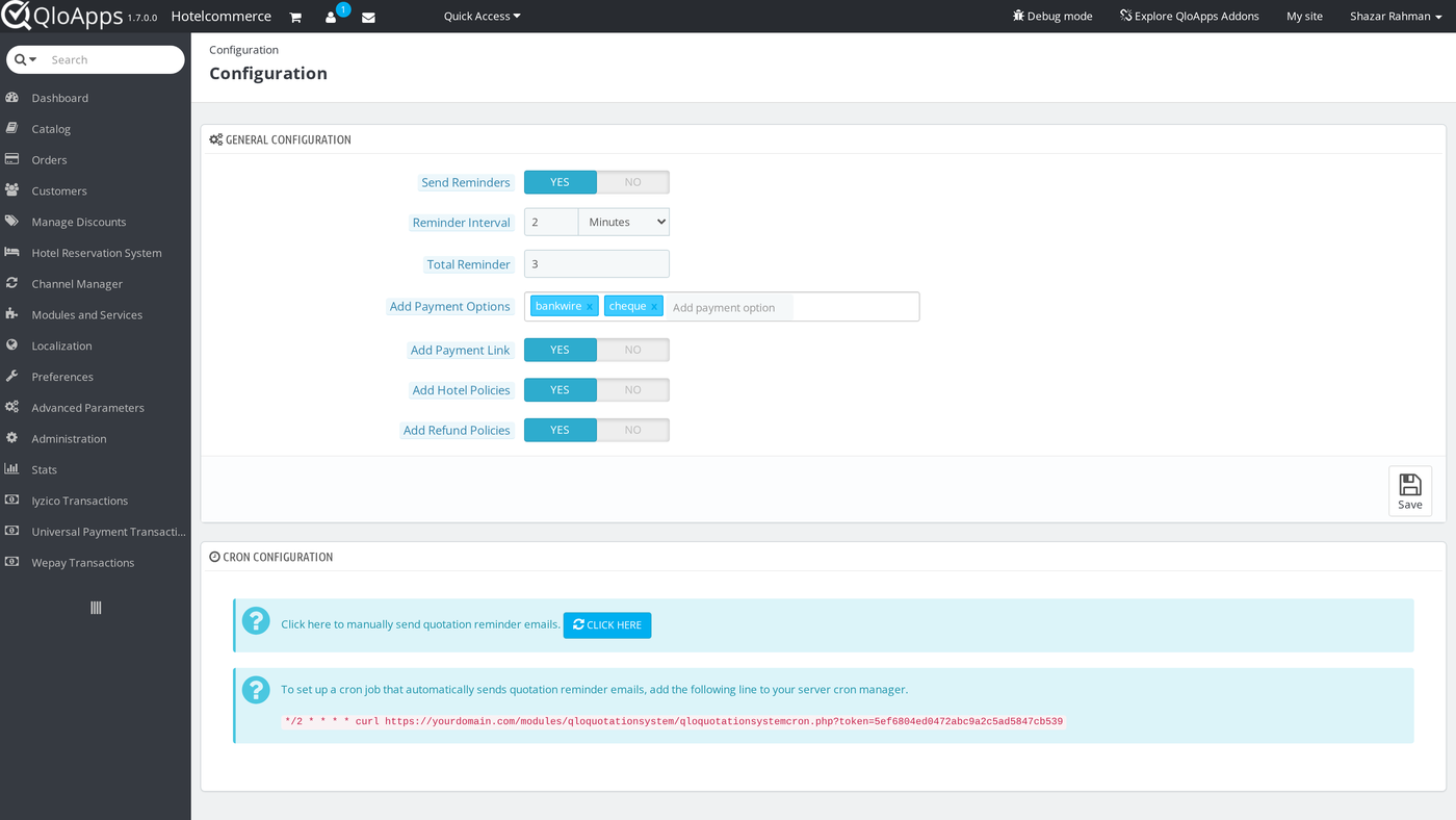 QloApps Quotation and Proforma Invoice general configuration