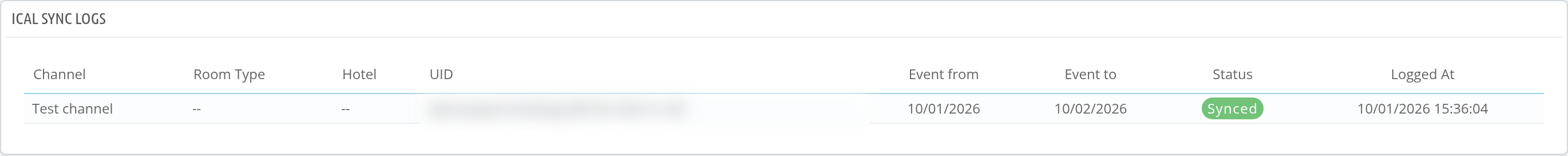 Sync logs of the iCal Sync module