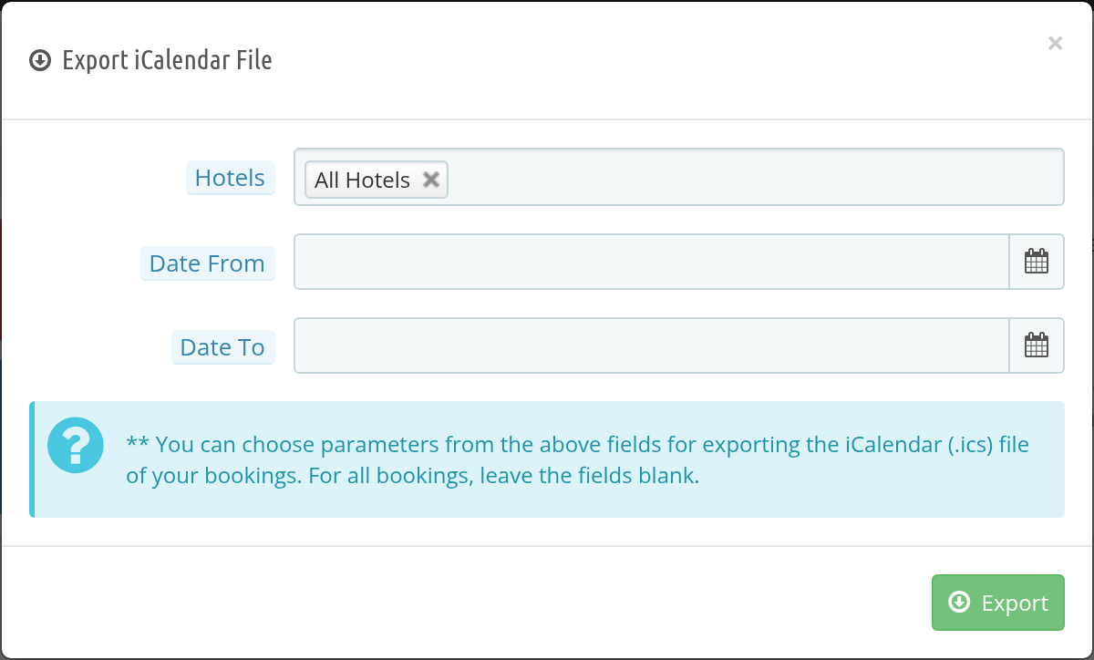 Export iCalendar window