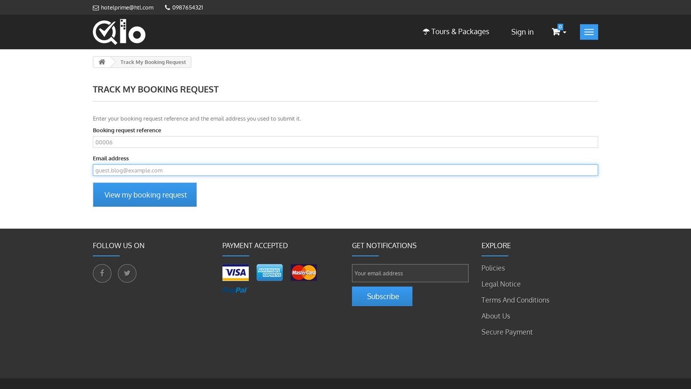 Track My Booking Request page
