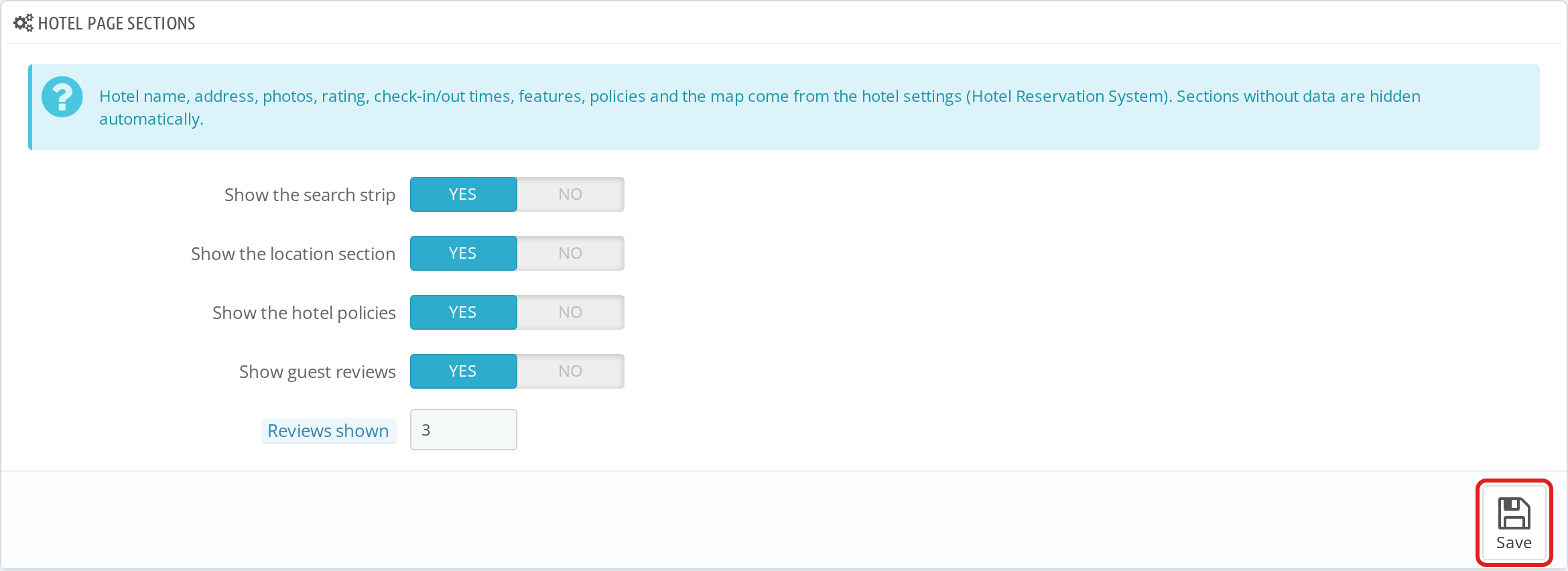 Hotel Banner Module Configuration