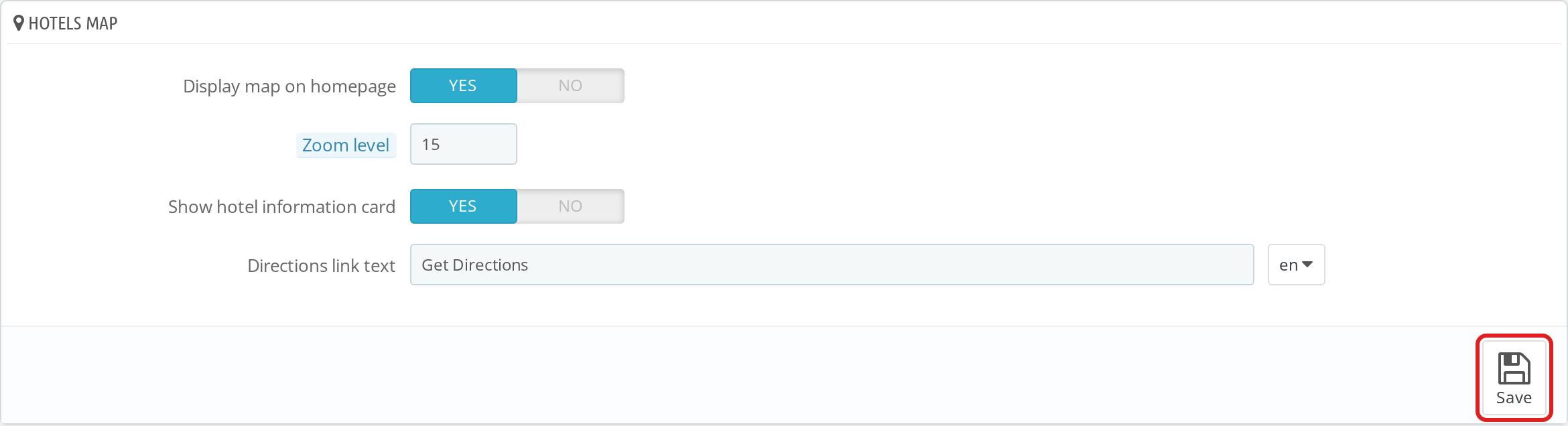 Hotels Map Module Configuration