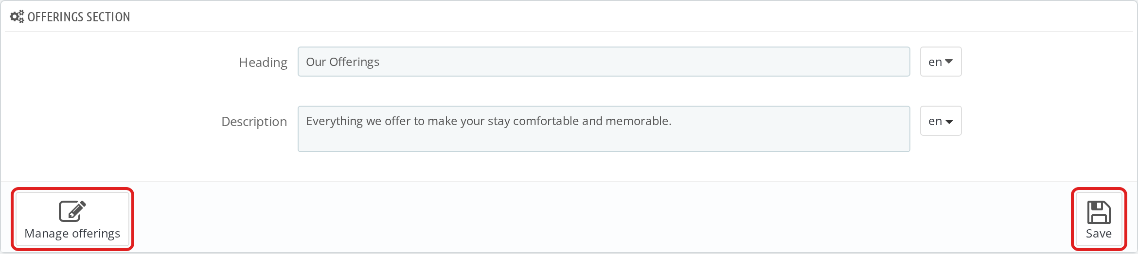 Hotel Offerings Module Configuration