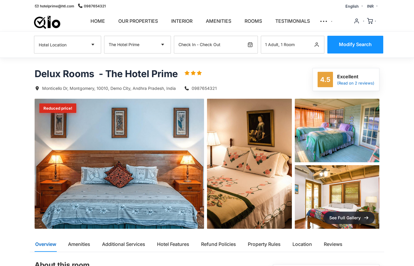 Room Type Detail Page