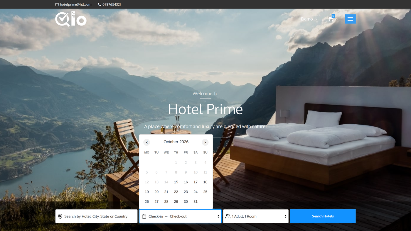 Calendar opened from the Check-in and Check-out field
