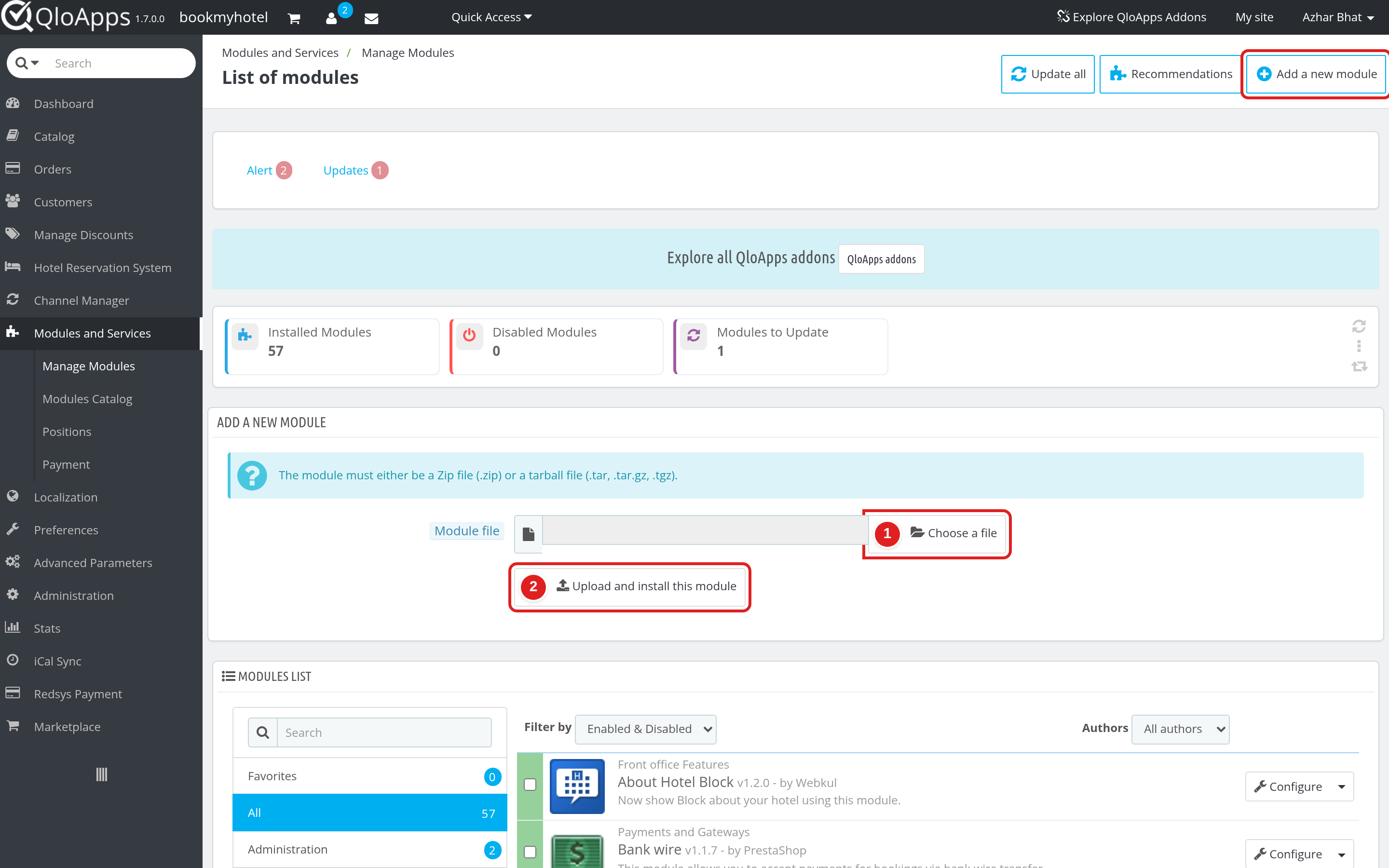 Uploading QloApps Redsys Payment Gateway in Modules and Services