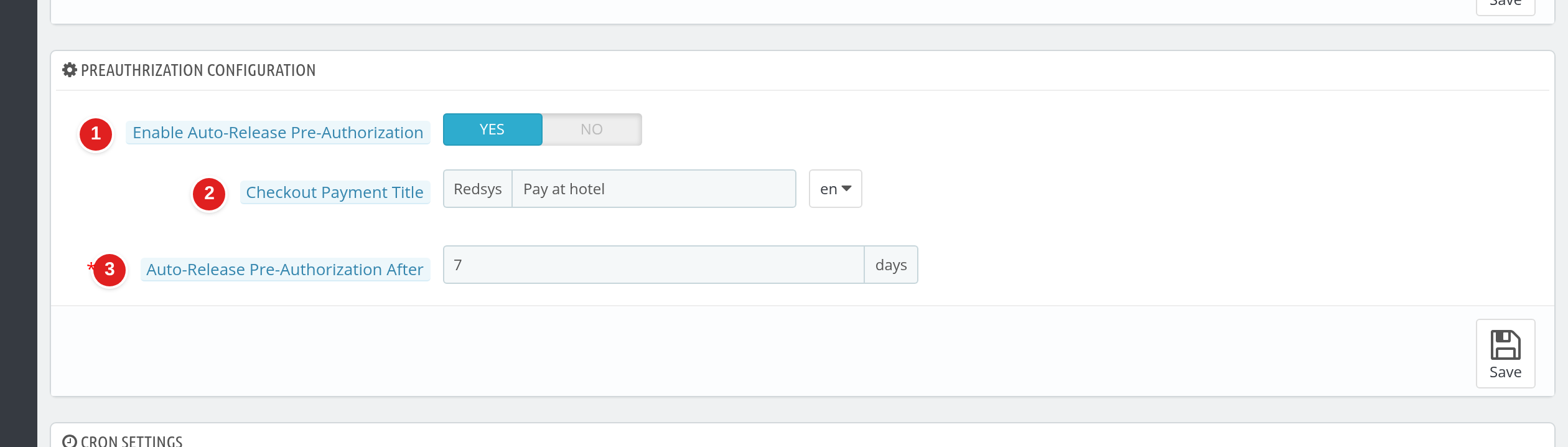 QloApps Redsys Payment Gateway pre-authorization settings
