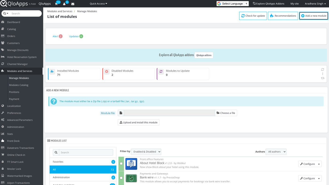 Uploading QloApps SendGrid Mail in Modules and Services