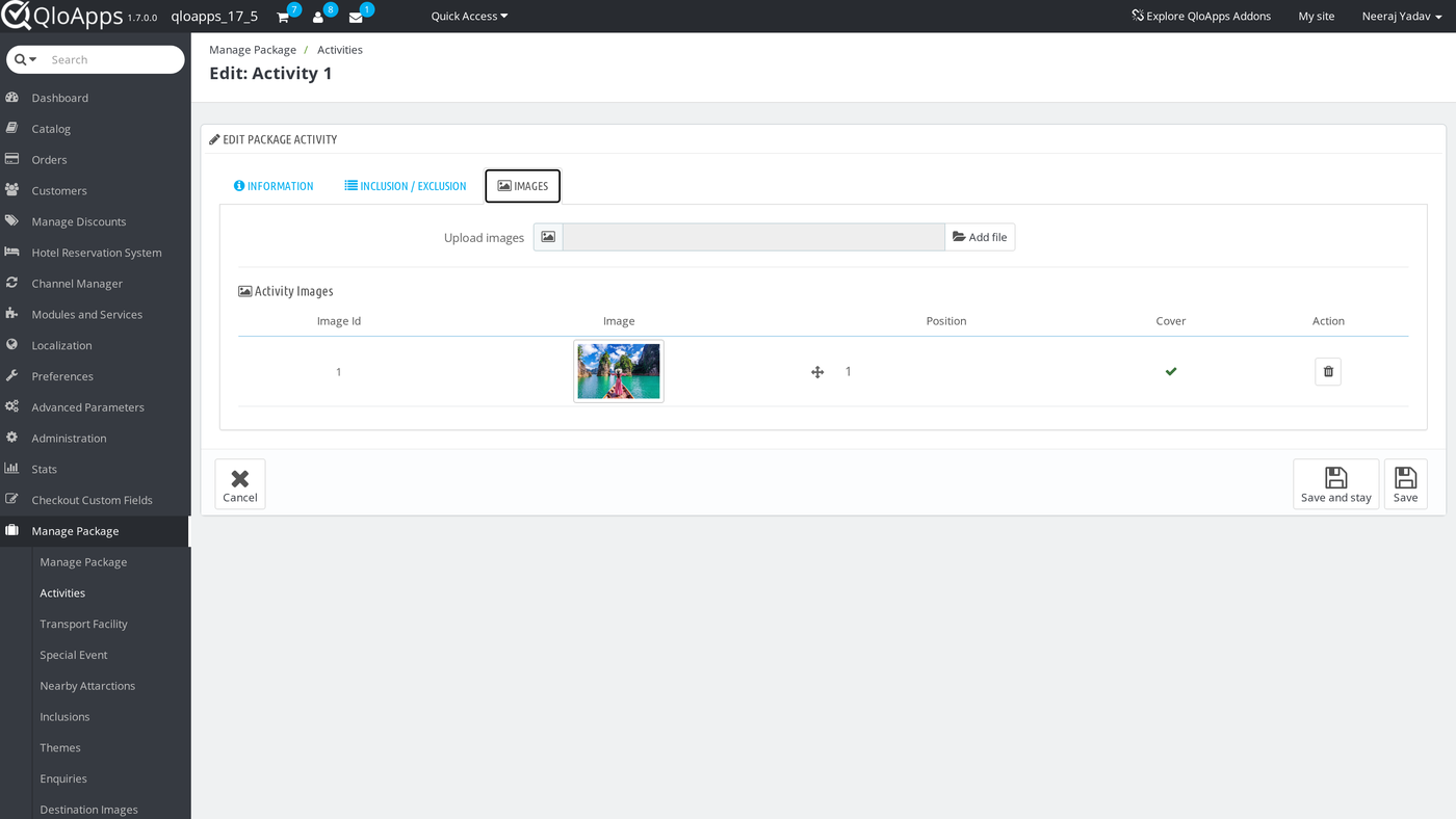 Activity images tab