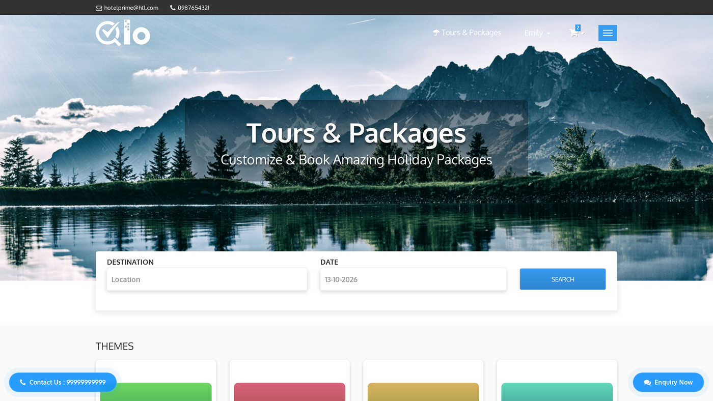 Floating enquiry and contact buttons on the landing page