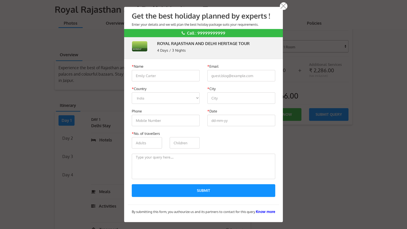 Package query form