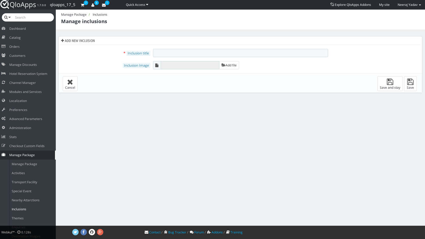 Add a new package inclusion