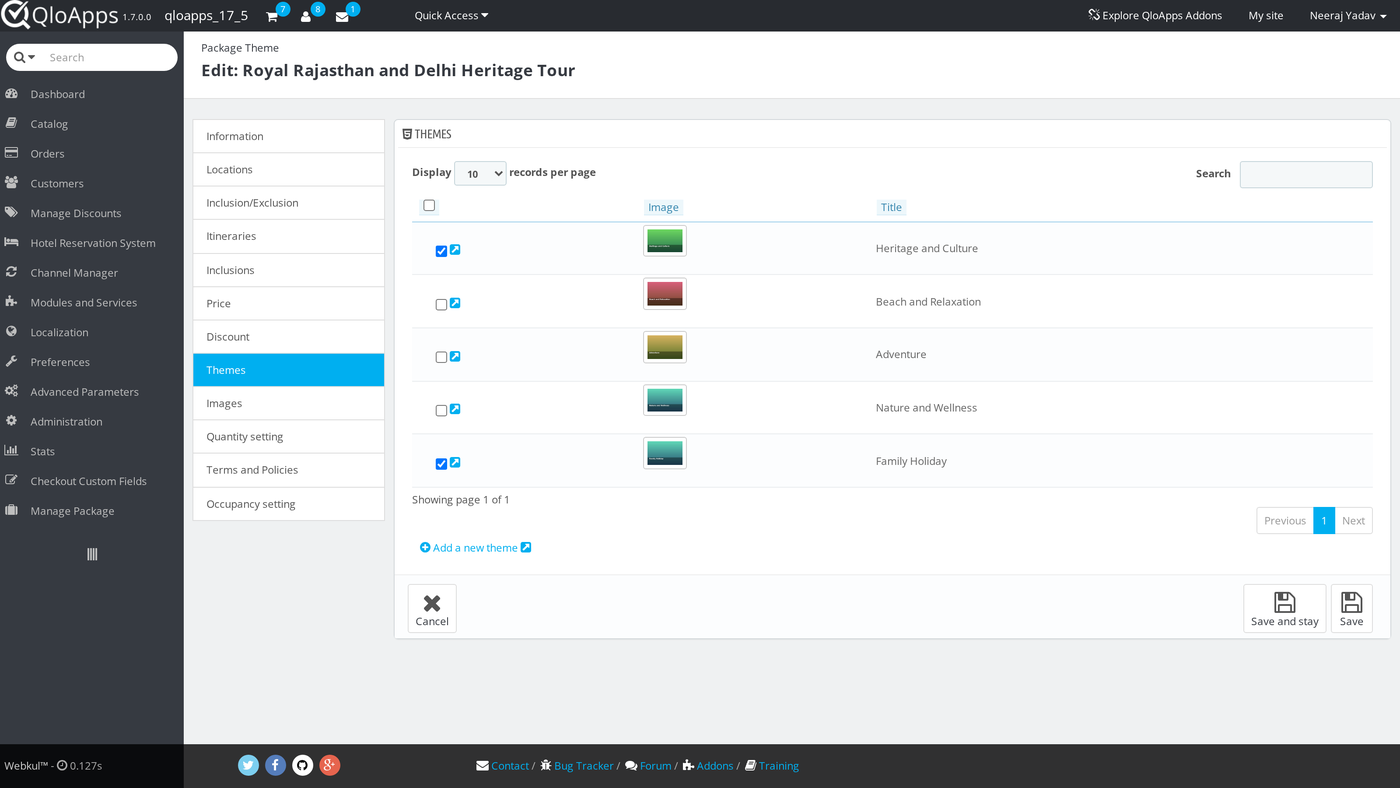Package themes tab